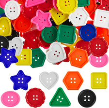 150 Pieces Big Bright Buttons for Kids 8 Vivid Colors and 8 Large Shapes for Cro