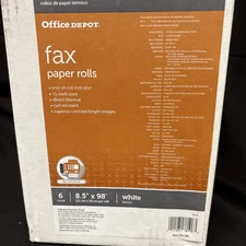 Office Depot Fax Paper 98ft / 29.9m thermal 6 rolls  8 1/2in x 98ft