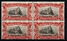 San Marino - 1918 - S. 68** - Celebration of Victory quartina CV 280-