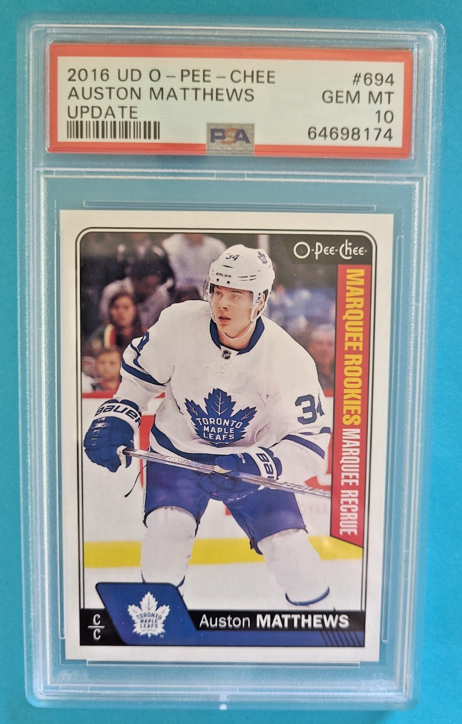 2016-17 Auston Matthews OPC O-PEE-CHEE #694 Rookie RC PSA 10 GEM MINT