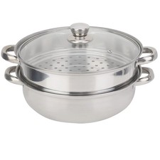 27cm 11in 2-Layer Stainless Steel Steamer Pot Double Boiler Soup Steaming Cooker