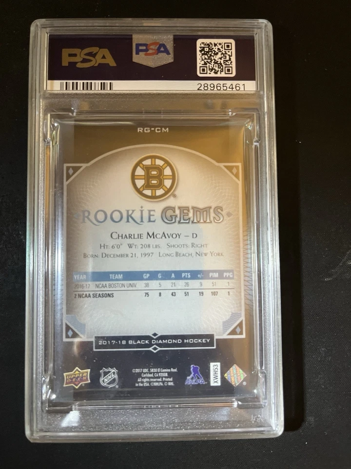 2017-18 Upper Deck Black Diamond Rookie Gems Charlie McAvoy Pure black - Image 2 of 2