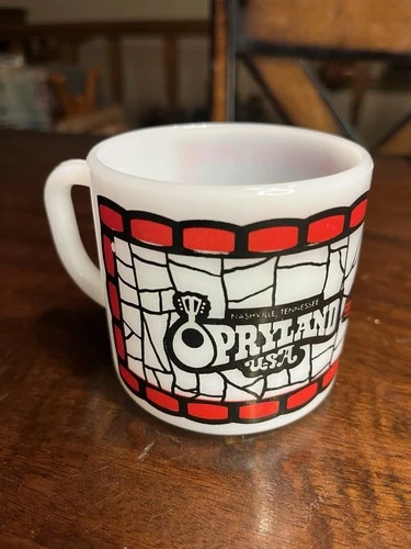 Vintage Federal Glass  Milk Glass Mug Opryland Country Music