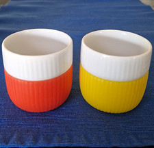 Royal Copenhagen Ribbed Ceramic Espresso cups Set 2 Round Orange /Yellow