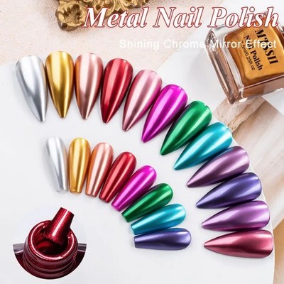 Metallic Nagellack Super Glanz Chrom Spiegeleffekt Kunst Nägel Lack 8 Farben