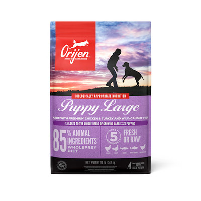 ORIJEN Grain Free Large, High Protein, Fresh & Raw Dry Puppy Food, 13 lbs.