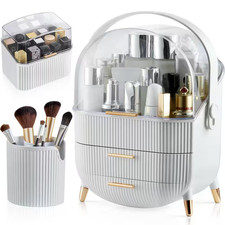Makeup Storage Organizer Display Case with 2-Layer Storage Box and Transparent C