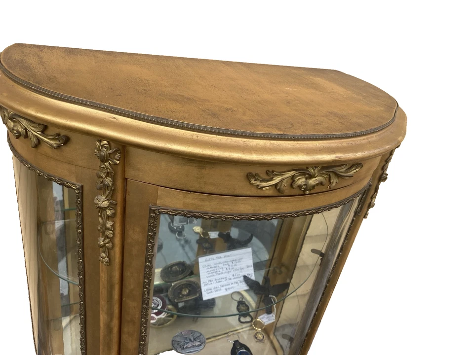 62863 Gold Decorator Bow Glass Curio  China Cabinet - Image 3 of 4