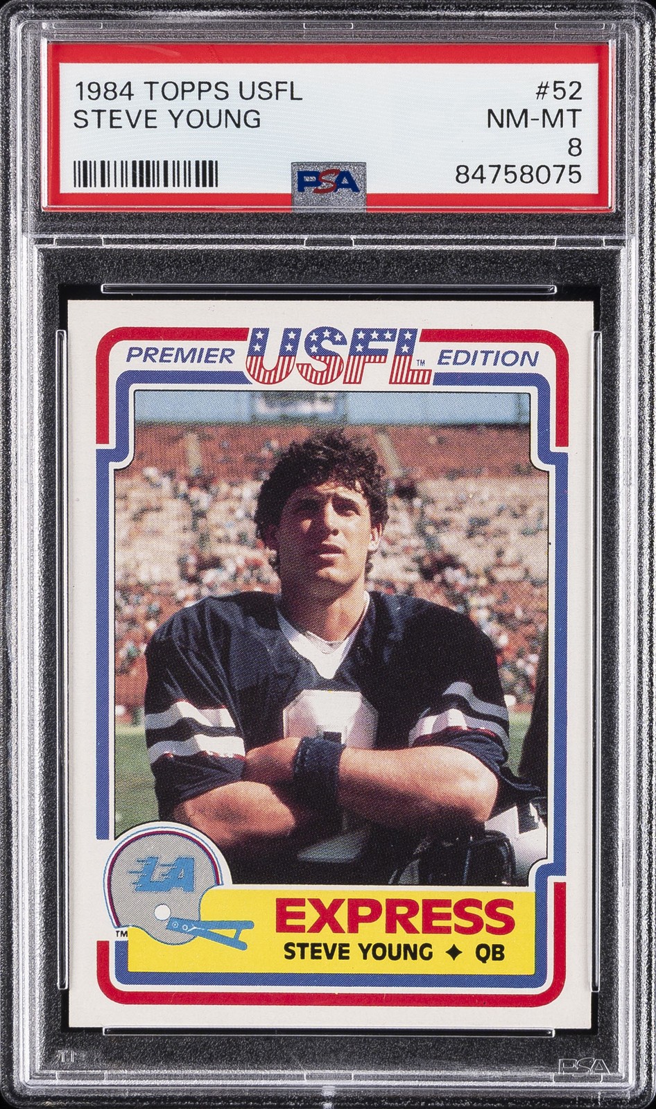 1984 TOPPS USFL #52 STEVE YOUNG PSA 8