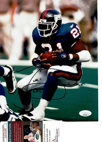 NY Giants Tiki Barber autographed 8x10  action color  photo  JSA Certified