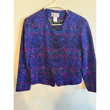 Pendleton 100 Virgin Wool Paisley Jacket Blazer Size 6 Purple Blue Pink