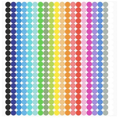 6720 PCS Small Dot Stickers Round Color Coding Labels 6.35mm, Multi 