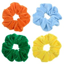 4 Pack Large Velvet Scrunchies 1 Count Pack of 4 , Orange Blue Yellow Green
