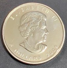 2009 UNCIRCULATED (PROOF-LIKE?) 1 Troy Ounce 0.9999 Silver Canadian Maple Leaf