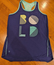 Athleta Girl Kids Girls Racer Back Tank Top Tee Size L 12 Purple/Blue BOLD Print