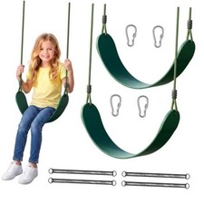 2 Pack Heavy Duty Kids Swing Seat 330LBS with 79" Adjustable Rope, Green 2 Pack