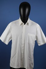 Vintage Yves Saint Laurent YSL Monogram White Pocket Short Button Shirt Sz L 80s