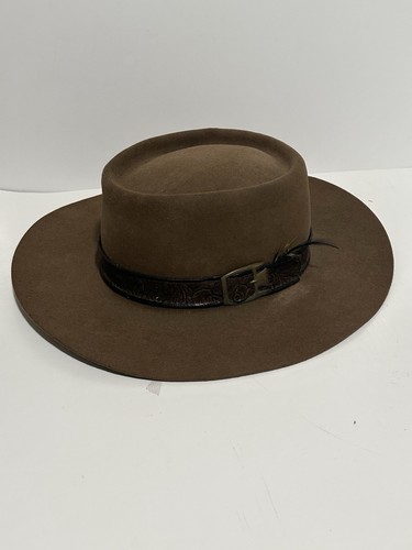 Vintage Stetson Cowboyhut Revenger 7 1/8 4x Biberfilz dunkelbraun mit Pin