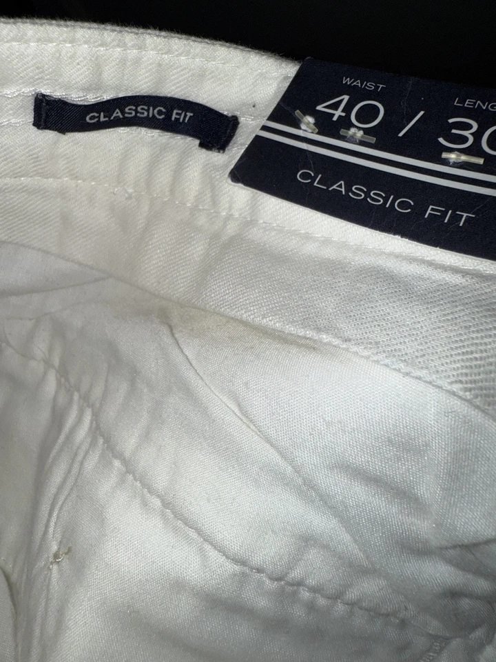 Nautica классический плоский передний белый льняной смеси хаки брюки мужской размер фактический 40 x 30 - Изображение 4 из 4