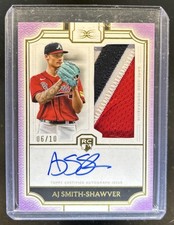 2024 Topps Definitive AJ Smith-Shawver Rookie Patch Auto RC Purple #/10 Braves