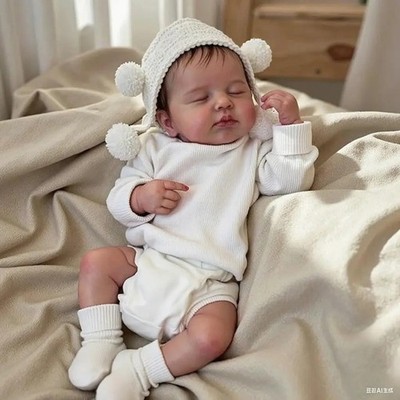 49 CM Loulou Lebensechte Newborn Baby Puppe Realistisch Reborn Schlaf Ganzkörper 3D Haut