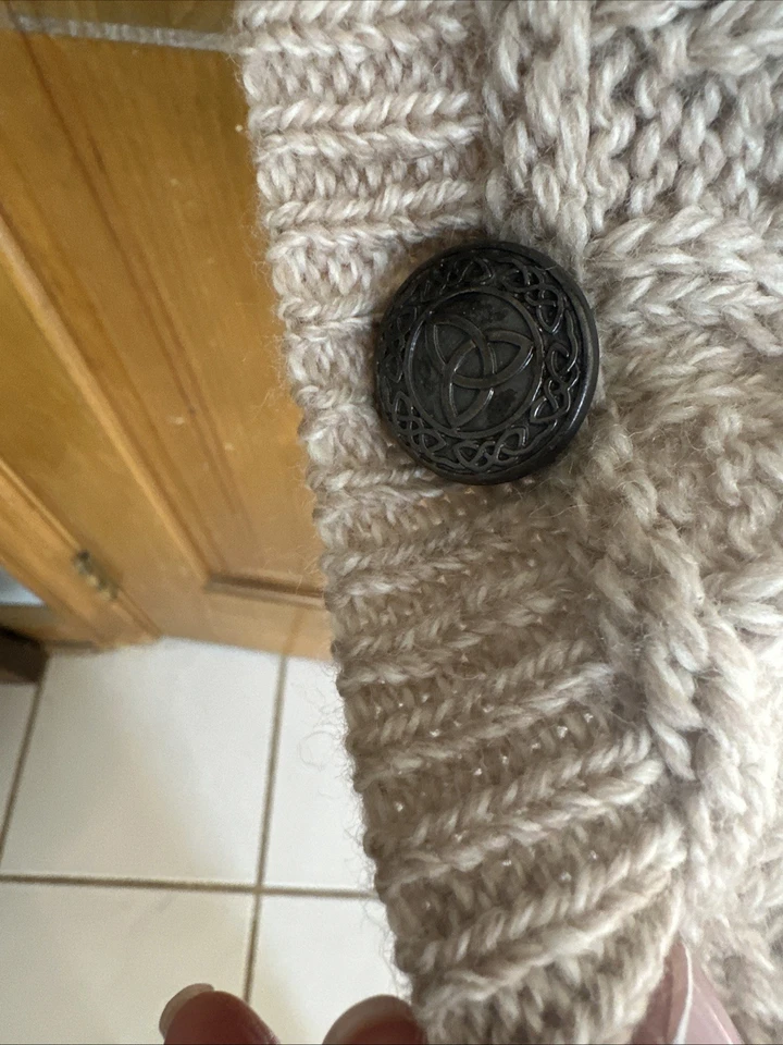 Aran Crafts Womens Merino Wool Cable Knit Toggle Long Cardigan Sweater Sz Medium - Image 3 of 4