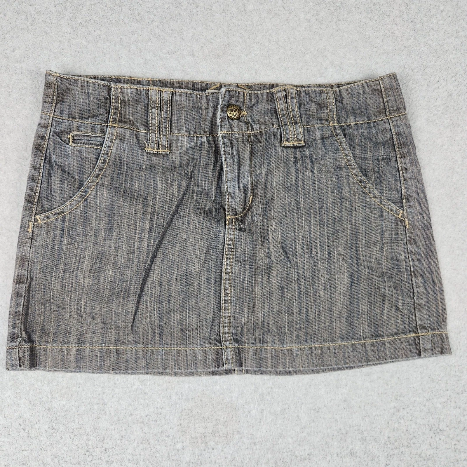 BCBGeneration Denim Mini Skirt Womens 29 Gray Cotton Y2K Comfort High Waisted