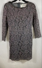 Valentino Women's Two-Tone Gray Floral Lace Sheath Dress Made in Italy IT 42