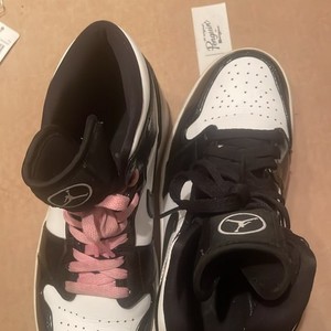 Nike Air Jordan 1 Mid Pink Black White Women's