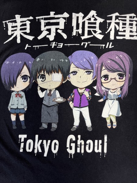 Tokyo Ghoul Funimation Anime Chibi Graphic Tee Black Cotton Shirt Womens Small
