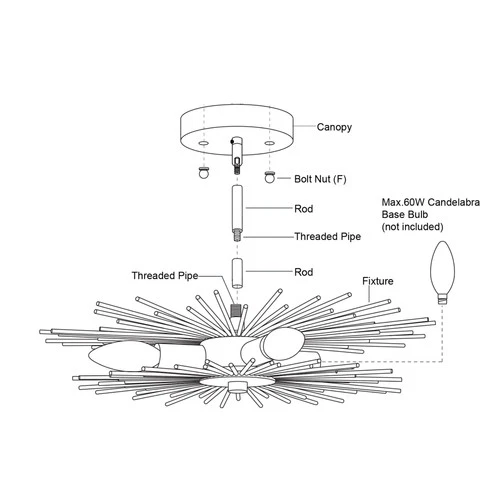 Vaxcel Lighting C0227 Nikko 4 Light 16"W Semi-Flush Ceiling - Black - Picture 2 of 12