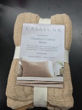 Casaluna Reversible Textured Cotton Chambray Coverlet Sham Natural Standard
