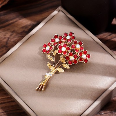 Fashion Rhinestone Bouquet Brooch Pin Women Coat Jewelry Party Accessries Gifts