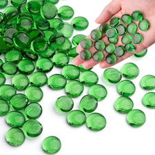 Green Glass Marbles, 0.97 LB Transparent and Smooth Flat Glass Beads for Vases,