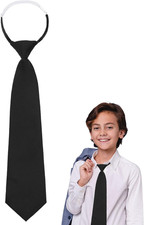 Boys Black/Red Tie, Kids Clip on Tie for Boys Girls, Pre-tie Kids Necktie 6-12 Y