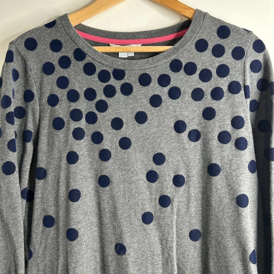 Vestido recto Boden gris azul marino lunares manga larga Reino Unido 18 EE. UU. 14 tareas cómodas Foto 3 de 4