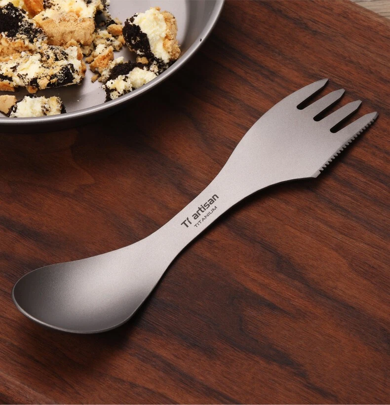 Pure Titanium Fork Spoon Knife 3 in 1 Spork Camping Backpacking Tableware Gift!! - Image 3 of 4