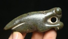 7" China Hongshan Culture Old Jade Carving Praying Mantis Cicada Amulet Pendant