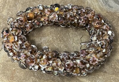 Incredible Handmade Vintage Artist Glass Blown Beaded Signed Same Sky Bracelet