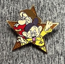 DISNEY SHOPPING GRUMPY AND DOPEY GOLD STAR LIMITED EDITION PIN ~ FREE SHIPPING