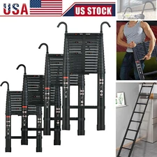 Telescoping Ladder W/ 2 Hooks Foldable Ladder Aluminum for RV Loft Home & Attic