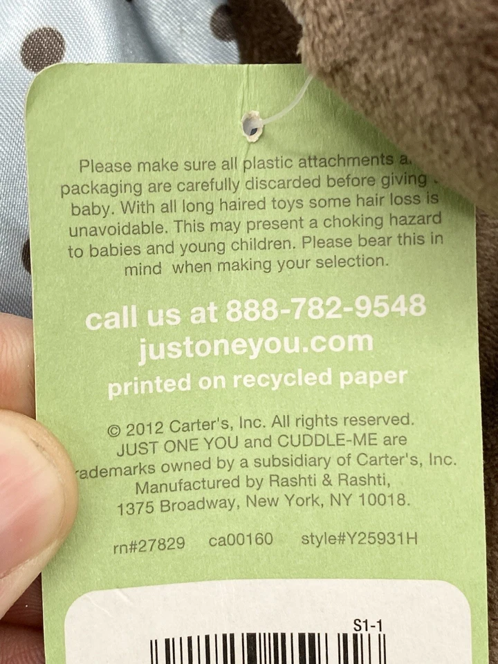 Carters Just One You Cuddle Me Plush Monkey Rattle Lovey Security Blanket - Image 4 of 4