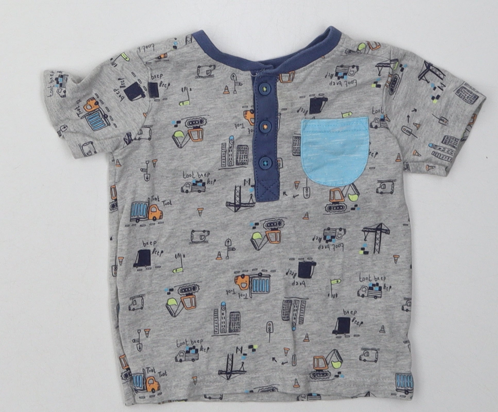George Boys Grey Cotton Blend T-Shirt Size 6-9 Months Button