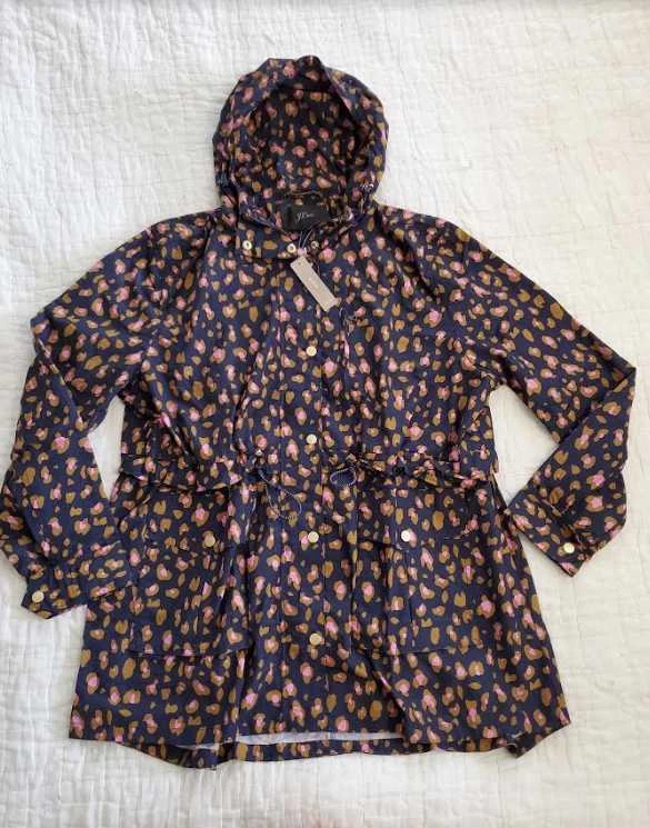 NEW WOMEN S XSP SP S ST J CREW PERFECT RAIN COAT JACKET IN LEOPARD