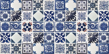 SET 005 contain 50 Mexican 2x2 Off white/Blue Tiles Handmade Talavera Tile
