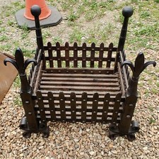 Fire Basket Solid Iron Giant Fleur De Lis Design 29" By 22" And 26" Tall