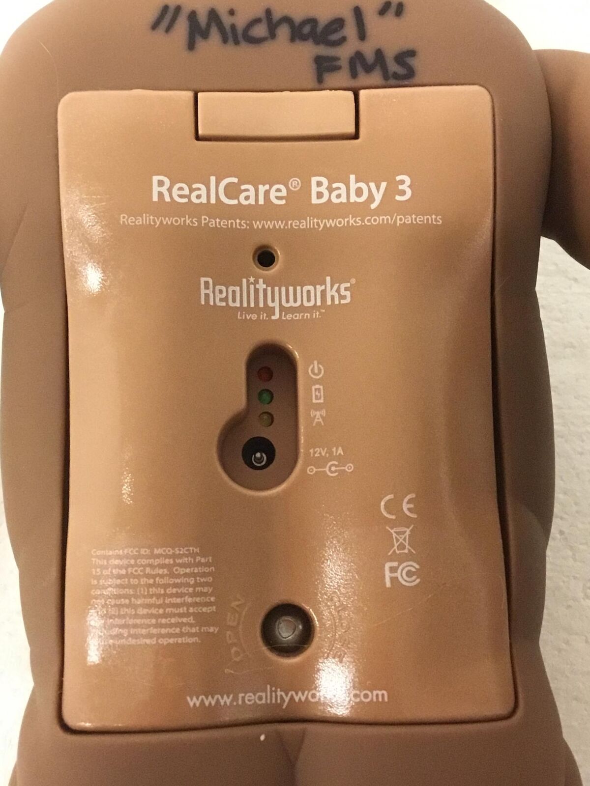 RealityWorks Real Care Baby 3 Male Baby Manequin w/Battery/Bag/Bottle