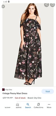 city chic black floral maxi dress Plus Size Hydrangea Floral Maxi Dress in Black, Size 14