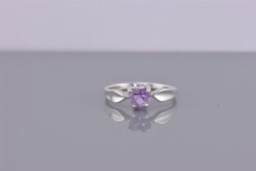 Dakota West Sterling Silver Purple Amethyst Heart Fluted Band Ring 925 Sz: 7