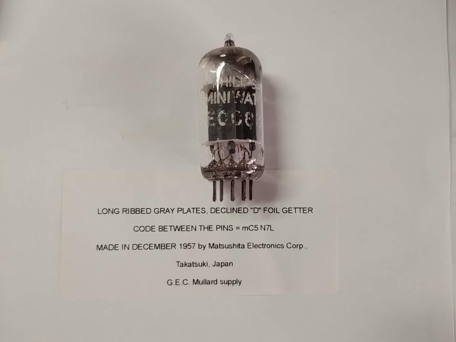 SELTENE MC5 cod.n7l ECC83 12AX7 PHILIPS DECLINED D FOIL GETTER